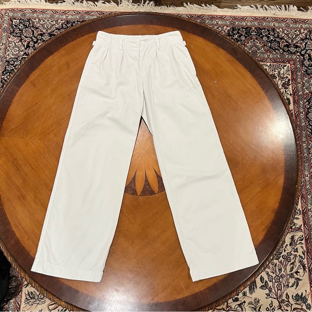Maeve Pleated Wide-Leg Chino Trousers Size 0 Off-White/Blanc‎ - Picture 5 of 16